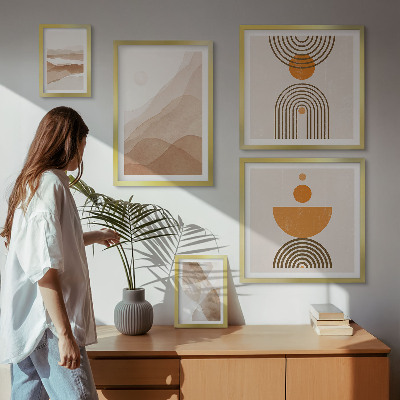 5 paveikslų rinkinys su rėmais Įvairių minimalizmo atspalvių struktūros
