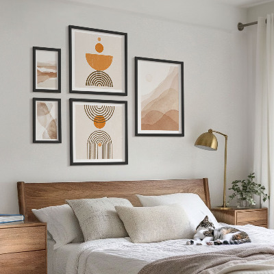 5 paveikslų rinkinys su rėmais Įvairių minimalizmo atspalvių struktūros