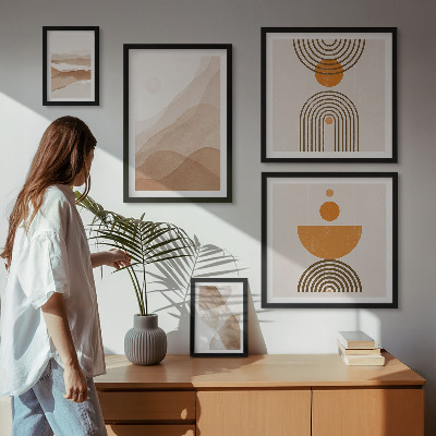 5 paveikslų rinkinys su rėmais Įvairių minimalizmo atspalvių struktūros
