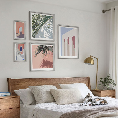 Paveikslų rinkinys miegamajam Miesto architektūros iliustracijos