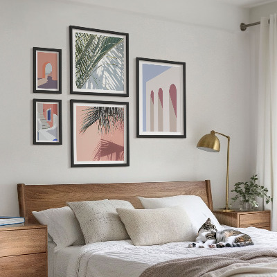 Paveikslų rinkinys miegamajam Miesto architektūros iliustracijos