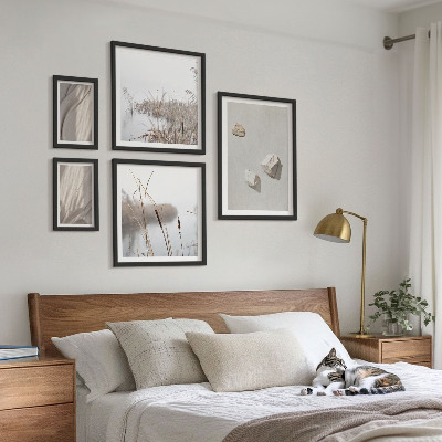 Sieninė paveikslų galerija Boho stiliaus struktūros stambūs planai