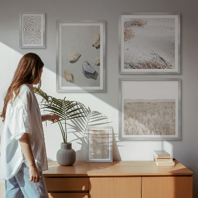 5 paveikslų rinkinys su rėmais Boho natūralios tekstūros