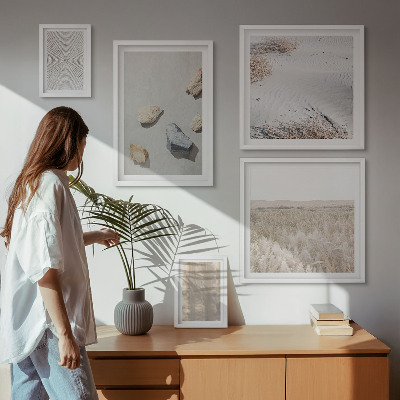 5 paveikslų rinkinys su rėmais Boho natūralios tekstūros