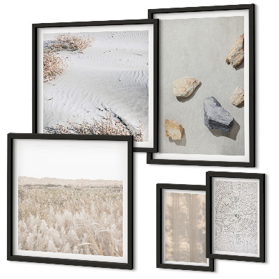 5 paveikslų rinkinys su rėmais Boho natūralios tekstūros