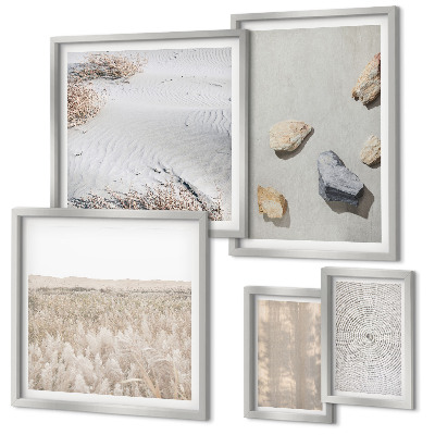 5 paveikslų rinkinys su rėmais Boho natūralios tekstūros