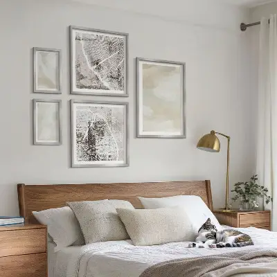 Paveikslų rinkinys miegamajam minimalistinė dažų tekstūra
