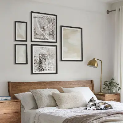 Paveikslų rinkinys miegamajam minimalistinė dažų tekstūra