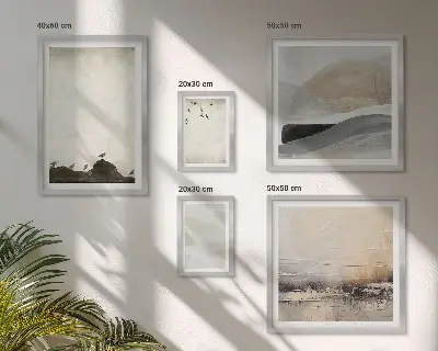 Sieninė paveikslų galerija paukščių ir akmenų motyvų dekoracijos teptuko potėpių stiliaus