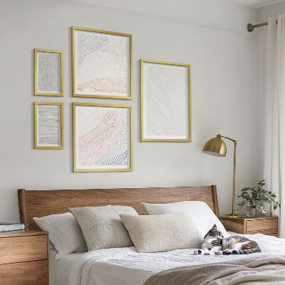 5 paveikslų rinkinys su rėmais Ryškių struktūrų stygų raštai