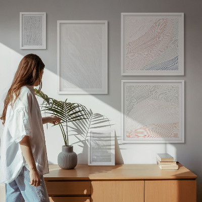 5 paveikslų rinkinys su rėmais Ryškių struktūrų stygų raštai