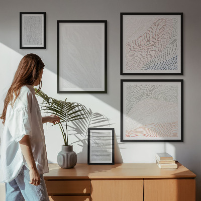 5 paveikslų rinkinys su rėmais Ryškių struktūrų stygų raštai