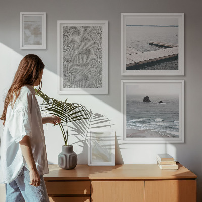 5 paveikslų rinkinys su rėmais Abstraktus dizainas modernios tekstūros