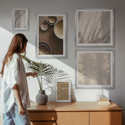 5 paveikslų rinkinys su rėmais Minimalistinės tekstūros struktūros