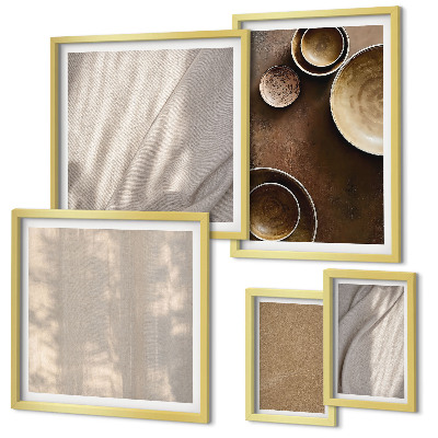 5 paveikslų rinkinys su rėmais Minimalistinės tekstūros struktūros