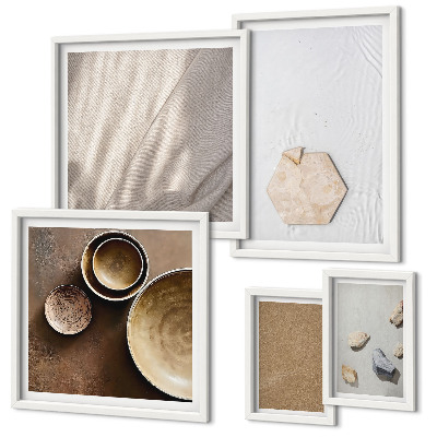 5 paveikslų rinkinys su rėmais Minimalistinės tekstūros šiltos