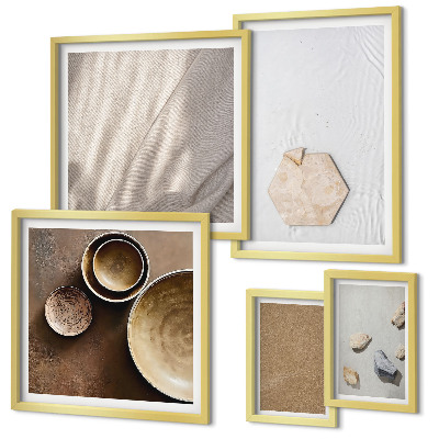 5 paveikslų rinkinys su rėmais Minimalistinės tekstūros šiltos