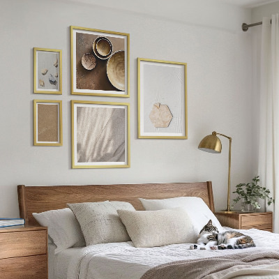 5 paveikslų rinkinys su rėmais Minimalistinės tekstūros šiltos