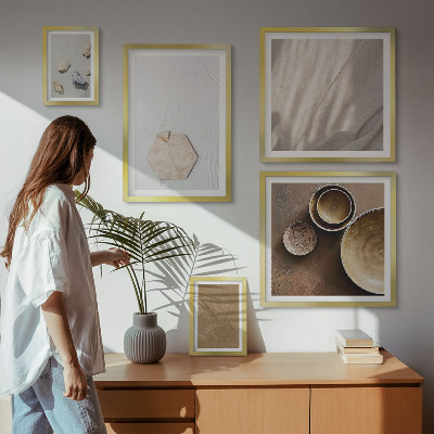 5 paveikslų rinkinys su rėmais Minimalistinės tekstūros šiltos