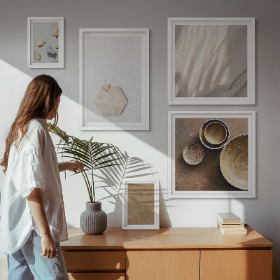 5 paveikslų rinkinys su rėmais Minimalistinės tekstūros šiltos