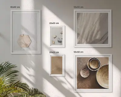 5 paveikslų rinkinys su rėmais minimalistinės šiltų tekstūrų kompozicijos