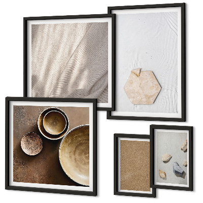 5 paveikslų rinkinys su rėmais Minimalistinės tekstūros šiltos