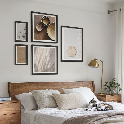 5 paveikslų rinkinys su rėmais Minimalistinės tekstūros šiltos