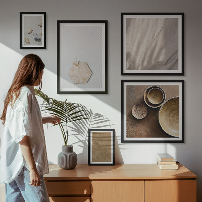 5 paveikslų rinkinys su rėmais Minimalistinės tekstūros šiltos