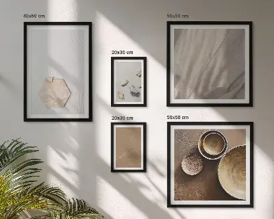5 paveikslų rinkinys su rėmais minimalistinės šiltų tekstūrų kompozicijos