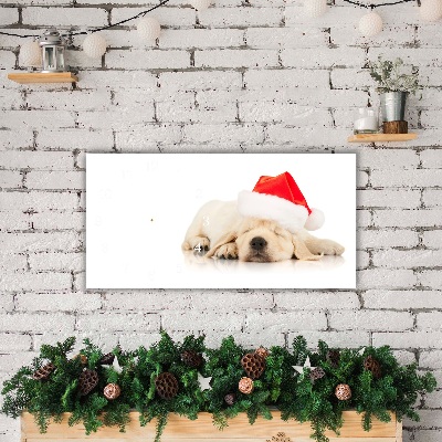 Horizontaliai stiklinis laikrodis Poziomy Kalėdų senelio šuniuko žiema 
