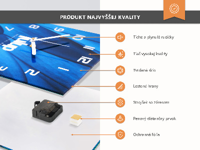 Kvadratinis laikrodis iš stiklo Abstrakcija