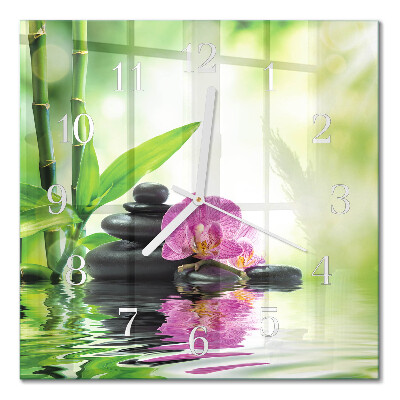 Kvadratinis laikrodis iš stiklo Orchidėjų SPA