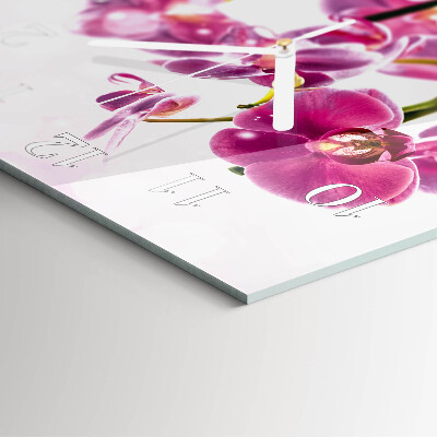 Kvadratinis stiklo laikrodis Orchidėja