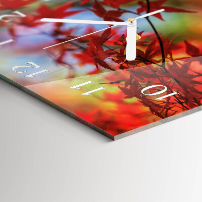 Kvadratinis laikrodis iš stiklo Klevo lapai