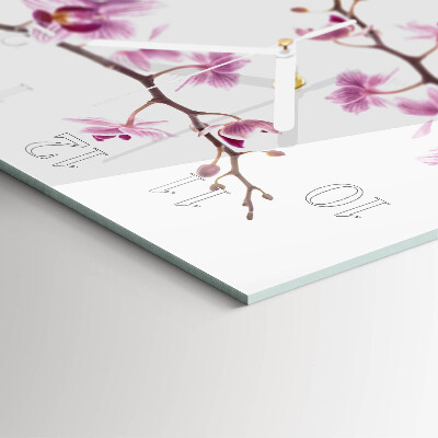 Kvadratinis laikrodis iš stiklo Orchidėja