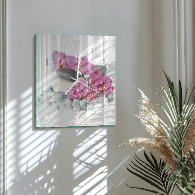 Kvadratinis stiklo laikrodis Orchidėjos