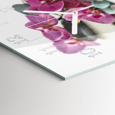 Kvadratinis stiklo laikrodis Orchidėjos
