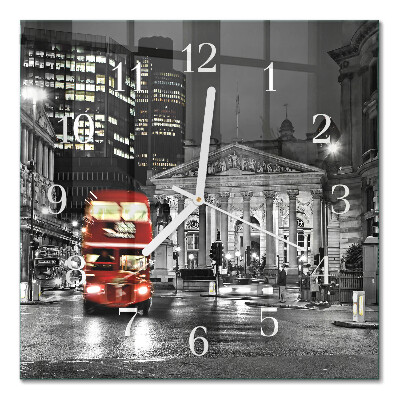 Kvadratinis laikrodis iš stiklo Londono autobusas