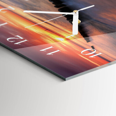 Kvadratinis stiklo laikrodis Jūros saulė