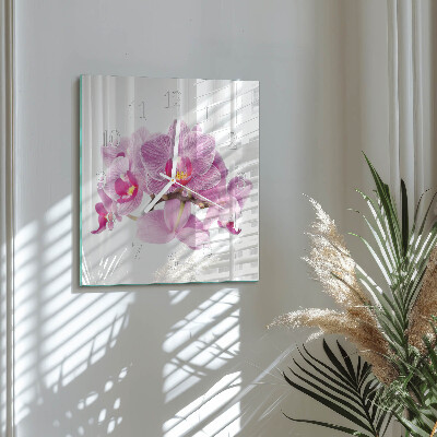 Kvadratinis stiklo laikrodis Orchidėjos