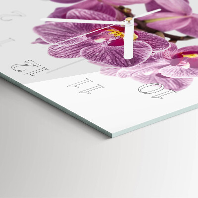 Kvadratinis stiklo laikrodis Orchidėjos