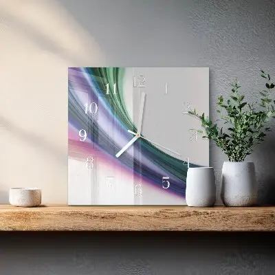 Kvadratinis laikrodis iš stiklo Abstrakčios linijos