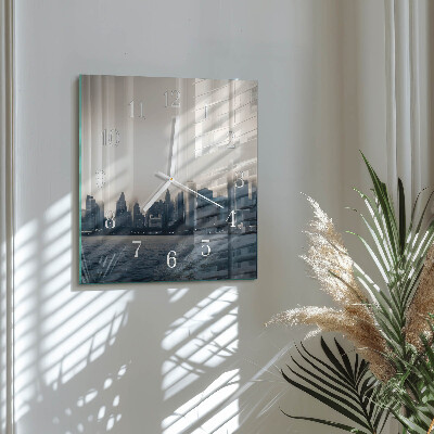 Kvadratinis laikrodis iš stiklo Horizontas