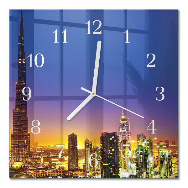 Kvadratinis laikrodis iš stiklo Dubajaus horizontas