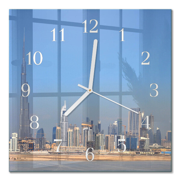 Kvadratinis laikrodis iš stiklo Dubajaus horizontas