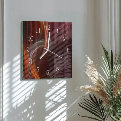 Kvadratinis stiklo laikrodis Abstrakčios linijos