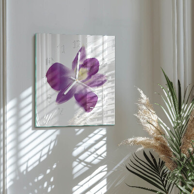 Kvadratinis stiklo laikrodis Orchidėjos žiedas