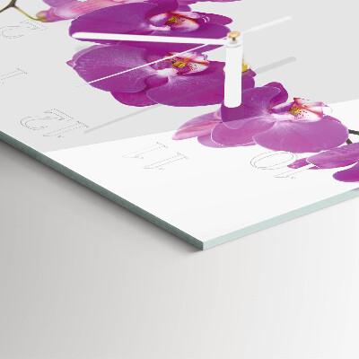 Kvadratinis laikrodis iš stiklo Orchidėja
