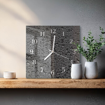 Kvadratinis stiklo laikrodis Vandens lašai