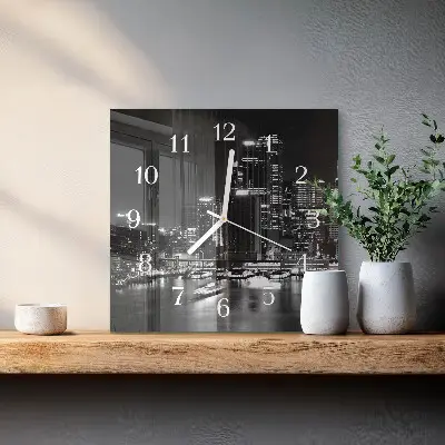 Kvadratinis laikrodis iš stiklo Horizontas